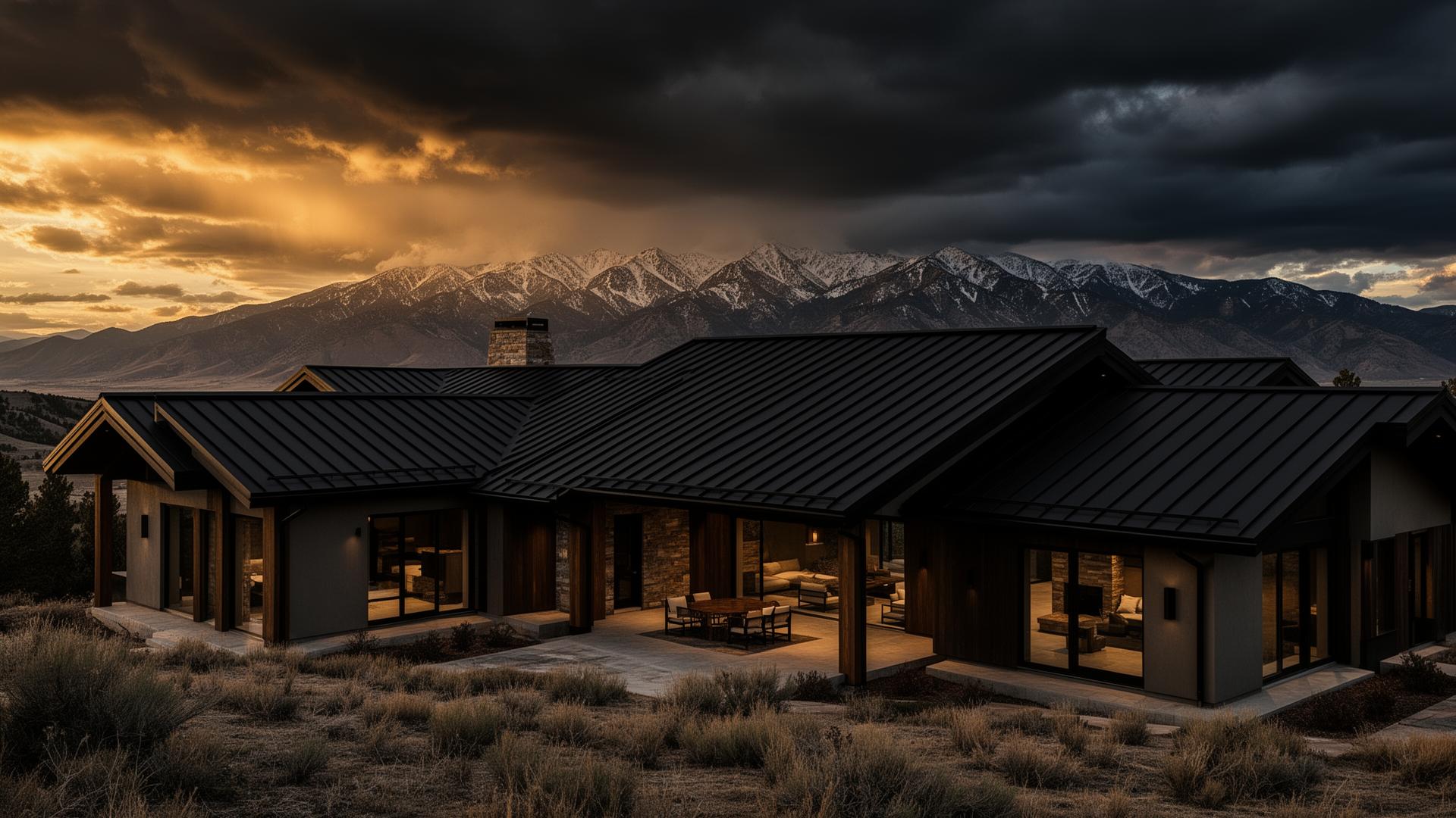 Premium metal roof on Utah home at golden hour